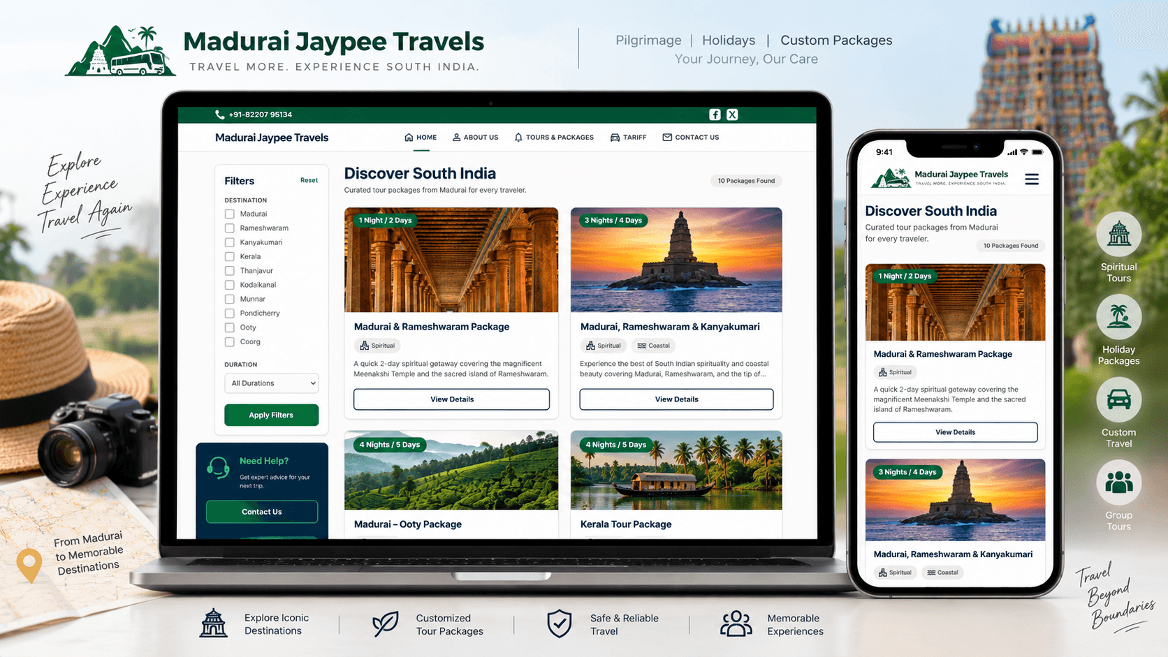 Rameshwaram temple corridor featured in Madurai Jaypee Travels' tour catalogue
