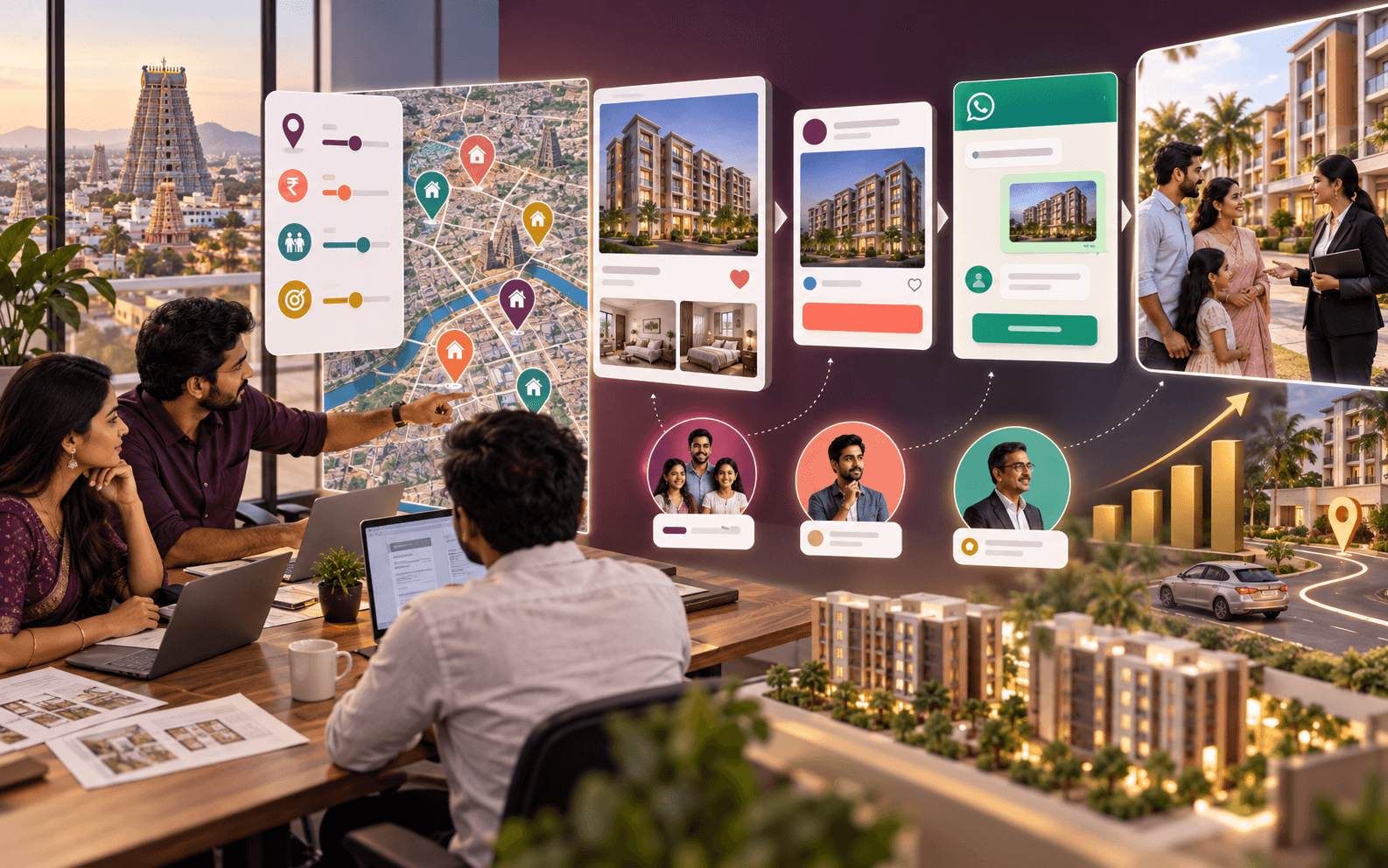 Madurai residential real estate campaign with locality targeting, buyer segments and site visit flow