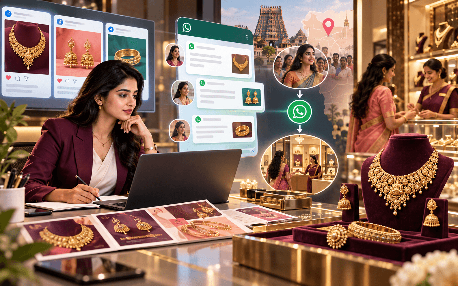 Sri Kausalya Jewellery product-led Meta ads and WhatsApp enquiry campaign